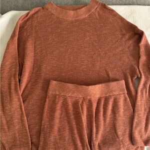 Free People, FP Beach Rust Knit Sweater and Shorts Set